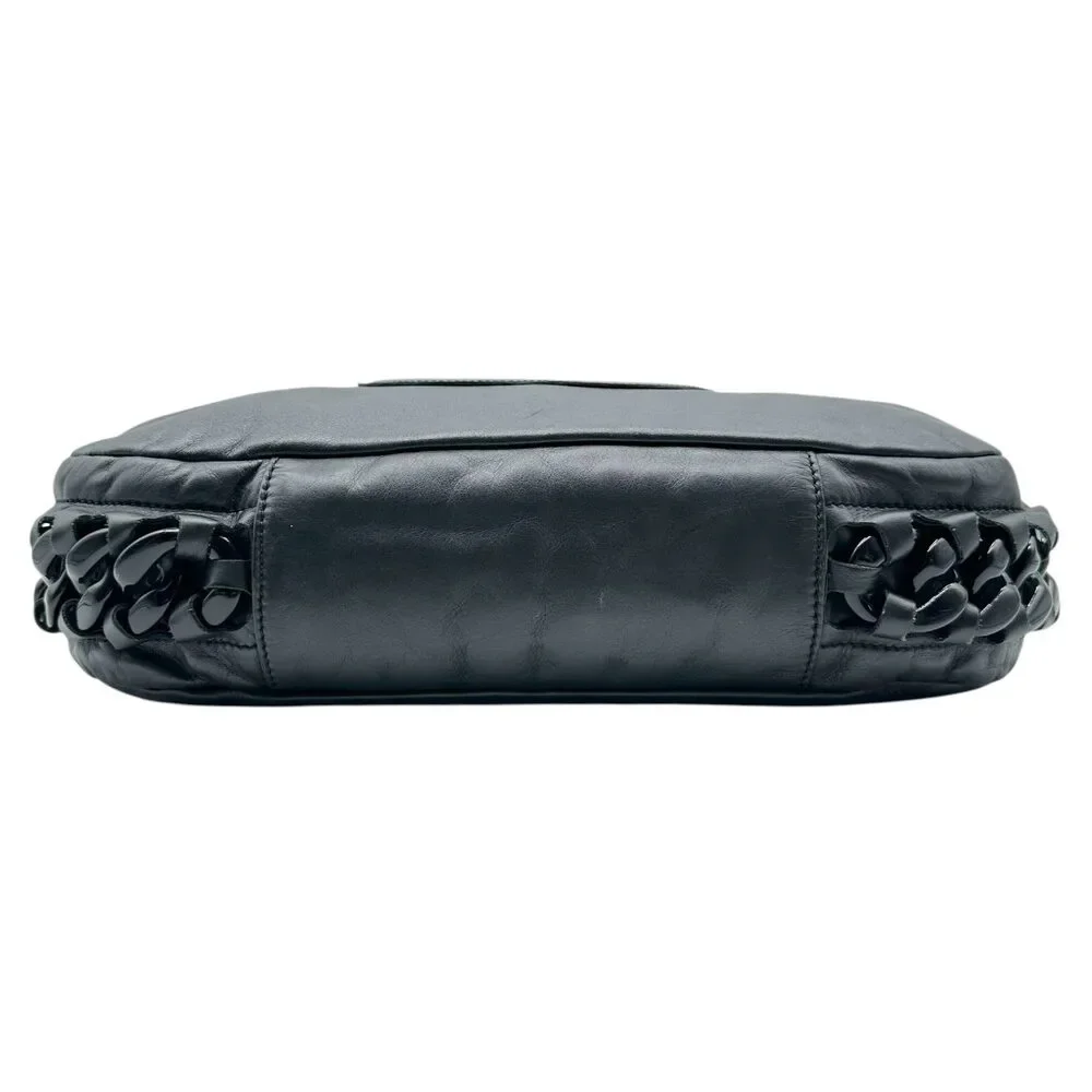 Chanel Black Leather CC Logo Chain Strap Hobo Bag 2006-08